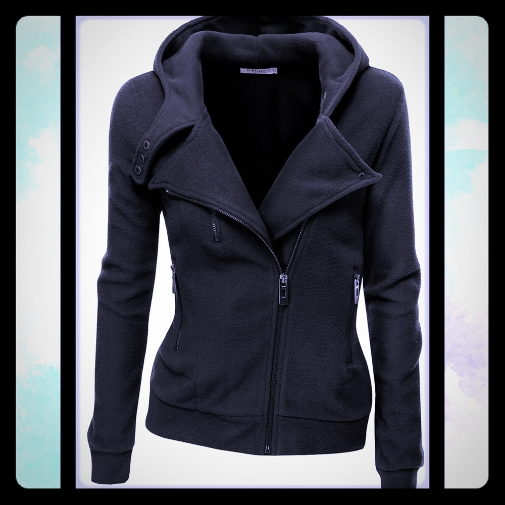 Doublju Fillted Fleece Moto Jacket NWT - Picture 2 of 6